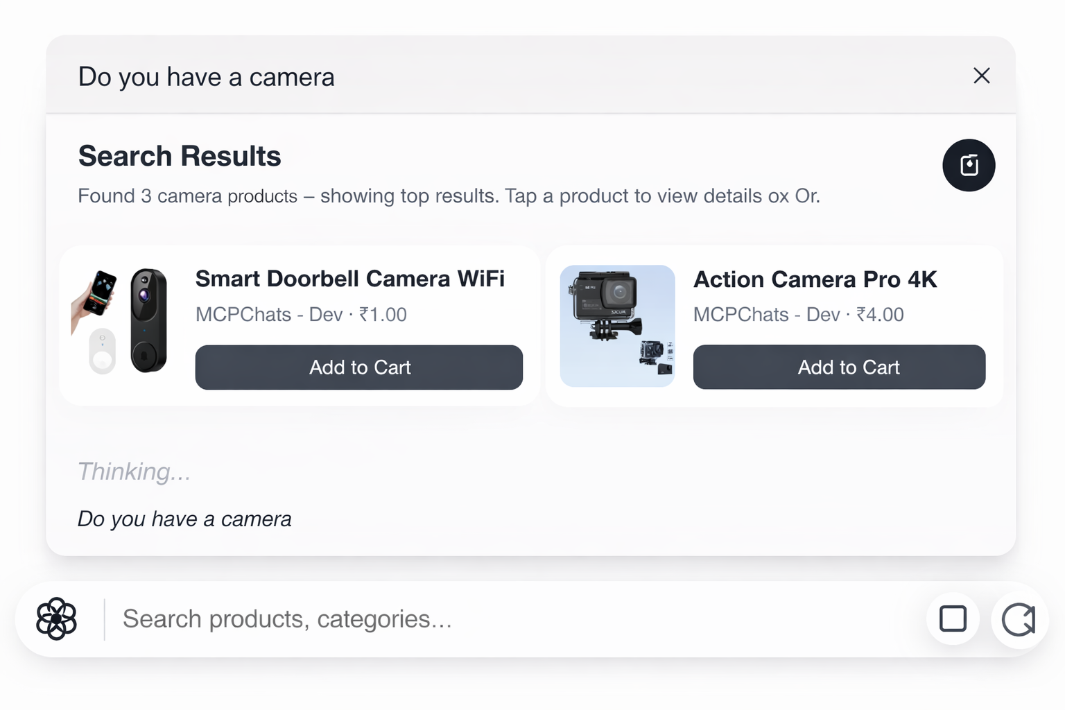 AI shopping assistant interface
